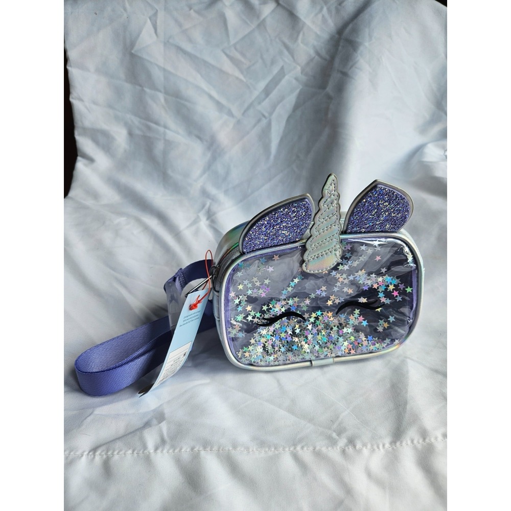 Cat & Jack Unicorn Glitter Fanny Pack With Glitter & Stars Crossbody Waist Bag